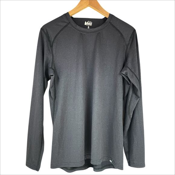 REI CO-OP Men's Black Long-Sleeve Base Layer Top Size M Gorpcore Camping Active - Picture 1 of 4
